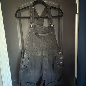 No Boundaries Charcoal Denim Overall Shorts